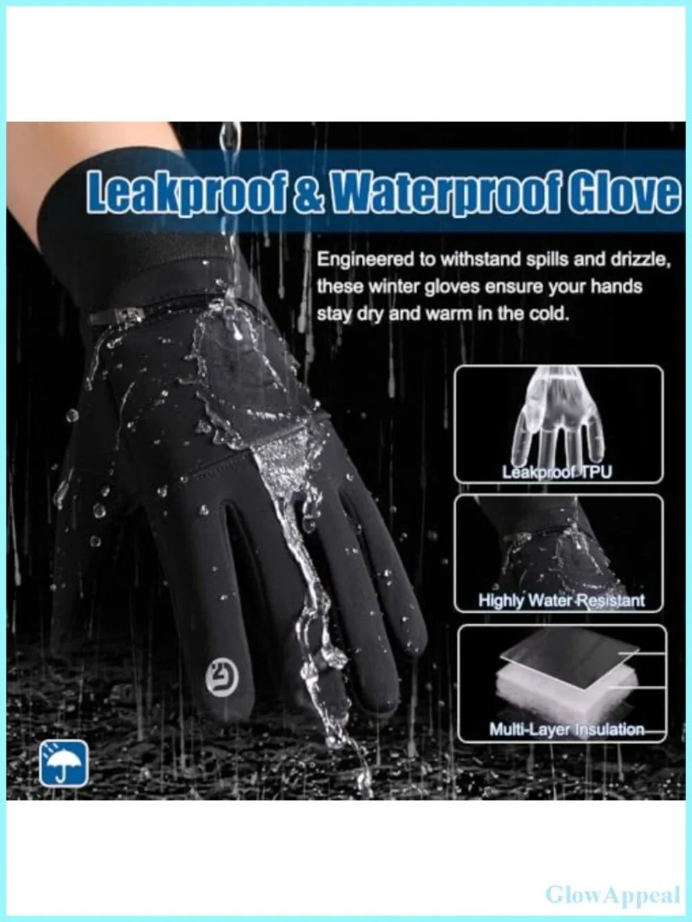 Waterproof Thermal Touchscreen Gloves with Silicone Grip for Running Cycling
